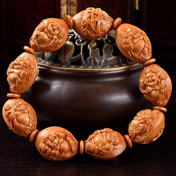 橄榄核手串 八宝童子弥勒 周春林刻