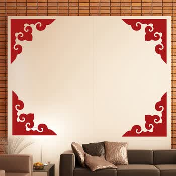古人思 中式对角花墙贴纸 玻璃窗户家具角花装饰墙贴 边角镜面玻璃