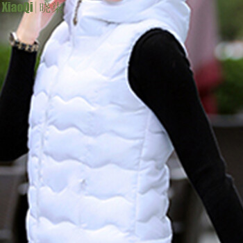 晓柒2015秋冬新款轻薄短款羽绒服女马甲修身韩版连帽棉服外套807 白色 XL