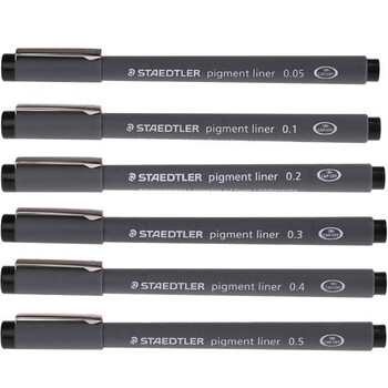 施德楼（STAEDTLER）针管笔勾线笔 0.05mm纤维头耐擦防水直液签字笔 美术绘图描线速干笔 2支装308005-9