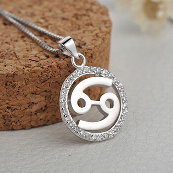 星座项链吊坠女日韩学生简约个性创意星座颈链锁骨链 巨蟹座配盒子链