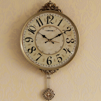 创意挂钟欧式客厅时钟家用挂表大气摆钟简约静音壁钟大号复古钟表