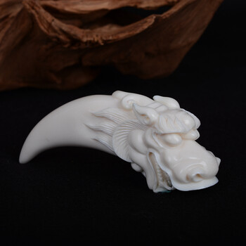 【自然瑰宝】西伯利亚 猛犸象牙 龙头把件 54.23g