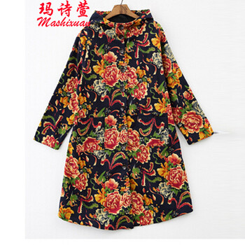 玛诗萱.文艺范女装秋冬新款连帽风衣中长款衬衣上衣外套潮 黑色
