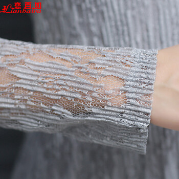 
                                        恋百如时尚秋装秋冬连衣裙蕾丝毛呢裙子长袖韩版女装秋款2017春秋季冬装新款中长款6106 裸粉色 M                
