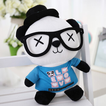 宾果熊猫公仔大号抱枕玩偶毛绒玩具眼镜熊猫布娃娃儿童节生日礼物