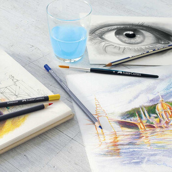 辉柏嘉（Faber-castell）水溶性彩铅笔24色专业手绘美术生专用蓝铁盒彩色铅笔GoldfaberAqua系列114624美术生专用写生