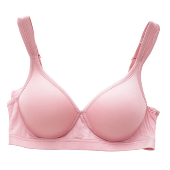 无钢圈运动少女文胸睡眠文胸真丝桑蚕丝透气舒适内衣胸罩秋冬款 粉色
