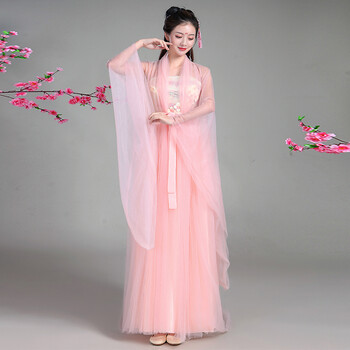 2018新款白浅同款古装抹胸襦裙仙女装飘逸公主汉服古筝演出服清新淡雅