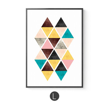 撞色客厅装饰画现代抽象三联画沙发背景壁画几何图形拼接墙画 几何