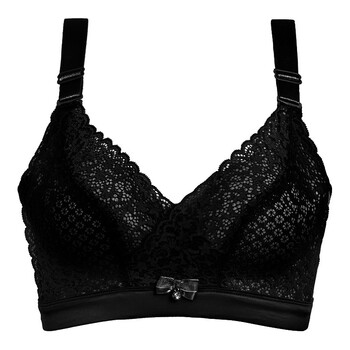 直立棉无钢圈胸罩聚拢性感蕾丝少女内衣女士调整型文胸 黑色 80a