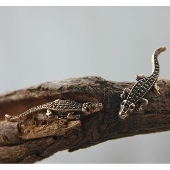 原创设计师金色鳄鱼状可爱男女胸针衬衣领针领带插针西装别针 古铜色