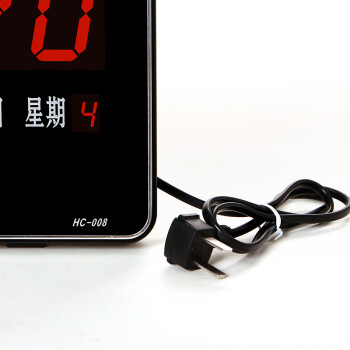 宏创008 客厅办公数码万年历电子时钟钟表 节能双温度方形电子钟挂钟客厅 中国红