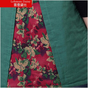 雷曼黛丝2015秋冬新款女装民族风大码宽松保暖拼接印花马甲外套GD7332 绿色 S