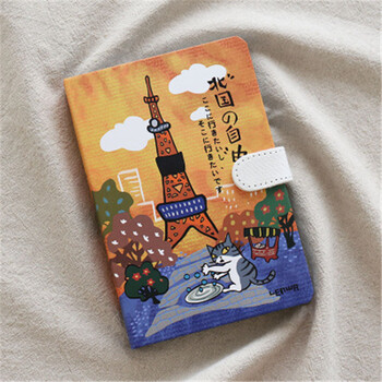 复古北国自由彩色插画精装笔记本 学生手绘内页日记本子 铁塔