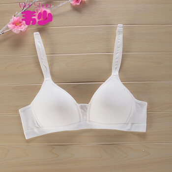 少女定型文胸纯棉薄高中大学生内衣发育期无钢圈女孩胸罩15-25岁 白色