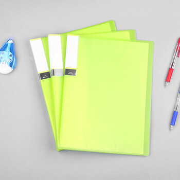 TANOSEE乐如诗办公财务高透明亮彩文件夹/资料册/收纳袋 A4/24袋 绿色 1册装TPCBA4-24G