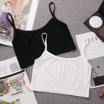 白色吊带工字背小背心发育期学生少女打底防抹胸裹胸短款内衣 黑色