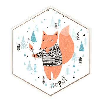 慕白 六边形现代简约装饰画创意个性可爱动物客厅卧室儿童房挂画 f
