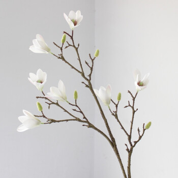 装饰家居树枝古典假花绢花木棉单支中式植物婚庆装饰品简约摆件 白色