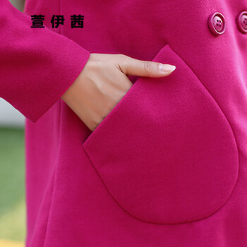 
                                        萱伊茜2016秋装新款韩版中长款风衣女纯色收腰显瘦女士大码长袖外套 063 军绿 M                