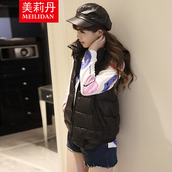 美莉丹 2015秋冬新款无袖马夹女棉衣修身短款外穿马甲韩版学生外套895 枣红色 XL