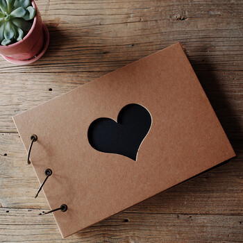 牛皮纸爱心镂空diy手工相册 创意纪念册 情怀影集送情人文艺相册 长款