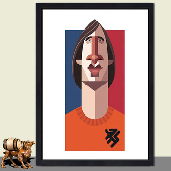 足球海报挂画装饰画球星俱乐部挂画梅西马拉多纳卧室餐厅 克鲁伊夫 50