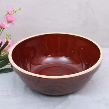 老式家用手工陶瓷和面盆加厚加深陶瓷大号发面盆揉面盆洗菜盆 红盆38