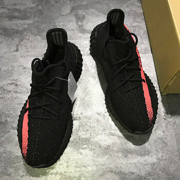 侃爷椰子鞋yeezy350v2新灰橙冰蓝斑马黑红纯白运动鞋男女休闲跑鞋 黑