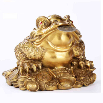 利器礼品客厅店铺搬家风水摆件聚宝盆工艺礼品蟾蜍开店 中号招财金蟾
