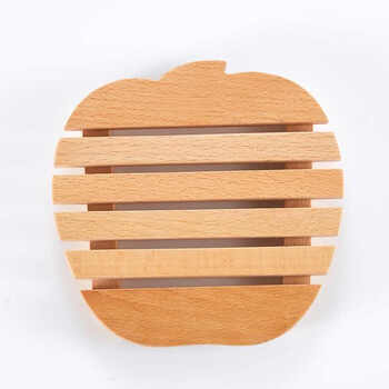 创意实木锅垫桌垫隔热垫餐垫杯垫碗垫盘垫餐桌垫防烫垫 苹果形状单个