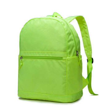 日系韩版潮纯色简约双肩包男女学生书包学院风背包旅行包 荧光绿