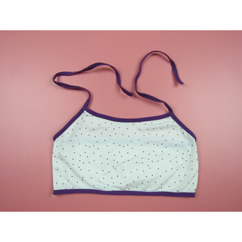 新款全棉学生内衣 挂脖系带文胸发育期可爱抹胸裹胸少女背心 紫色 买