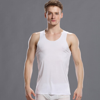 冰丝背心男修身性感打底汗衫 白色 薄 185(xxxl)