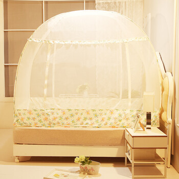 合正免安装蚊帐蒙古包三开门拉链1.2米单人1.5/1.8m2.