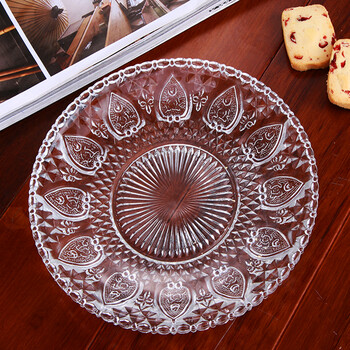 家用透明玻璃盘子水果盘凉菜盘茶盘点心盘餐盘糖果盘零食盘沙拉盘* 12