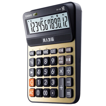 卡西欧（CASIO）语音计算器蟠龙金 真人发音金属机身趣味弹奏办公用品财务专用语音款 DY-120