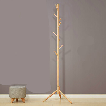 简易实木落地衣帽架客厅卧室简约挂衣架家用生活创意木质收纳衣架