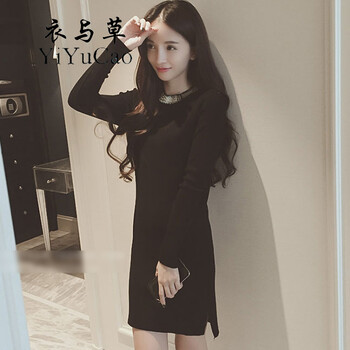 衣与草2015秋装新款连衣裙子女装秋款 女装秋季连衣裙秋装上新 女装冬上新  冬季新品女装 灰色 均码-