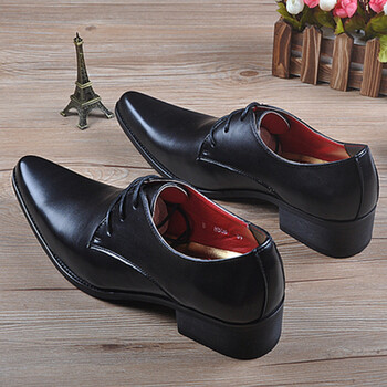 注 鞋头偏长的新款发型师尖头皮鞋 长尖头潮鞋高跟结婚超尖头 男士