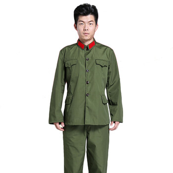 65式老式 老式军绿迷彩服套装 卫兵五角星演出服 绿色 165