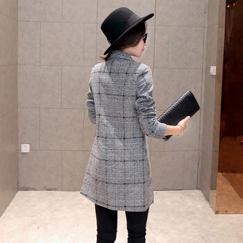 LarsBell 2015秋冬修身中长款风衣 女式毛呢外套 灰色 M