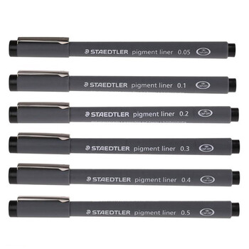 施德楼（STAEDTLER）针管笔勾线笔 0.3mm纤维头耐擦防水直液签字笔 美术绘图描线速干笔 2支装30803-9