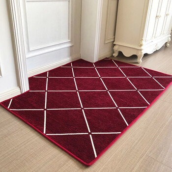 萌氏(mensall)北欧红色进门地毯门垫入户门口地垫防滑客厅桌几走廊垫