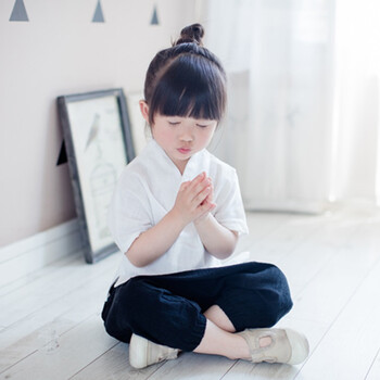 儿童棉麻套装女童汉服夏季小孩中国风男童和尚服男女宝宝佛系童装