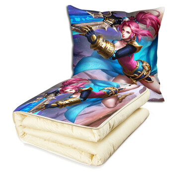王者荣耀周边赵云李白露娜花木兰刘邦抱枕头被子两用三合一空调被 桔
