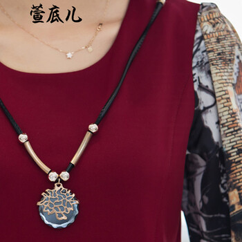 萱底儿2015秋冬装女装新款大码女装加绒加厚印花长袖连衣裙 酒红不加绒 XL