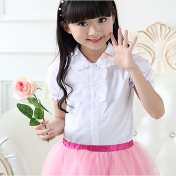 中大童男童白色衬衫长袖春秋翻领儿童宝宝衬衣校服小学生童装 女孩