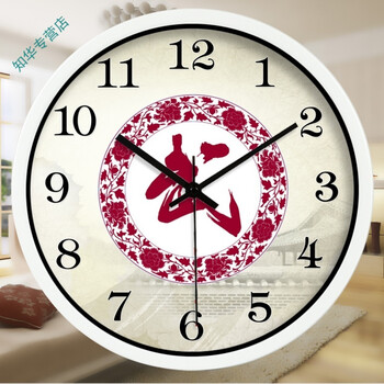 静音挂钟客厅时尚钟表112 数字版白色金属边框 16英寸